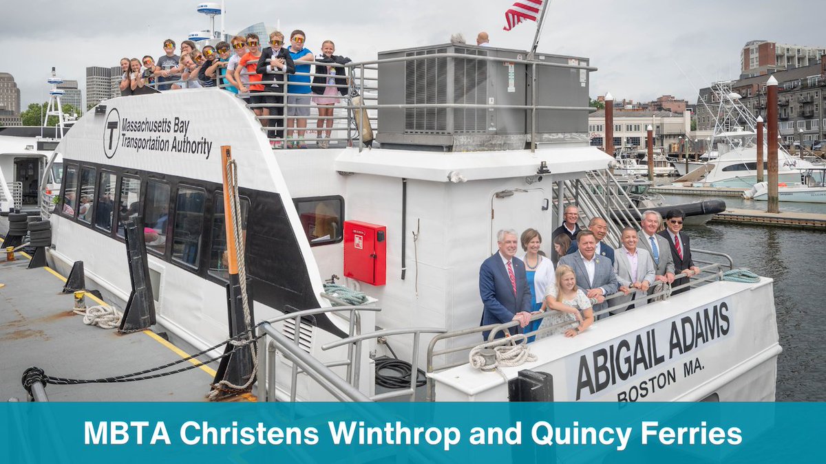 Today, we christened our 2 newest ferry boats - the Abigail Adams & the Harbor Gem - named by third & fourth graders from Quincy & Winthrop. GM Eng, Mass. Transportation Sec. Tibbits-Nutt, state & local officials & the students came together at Long Wharf to celebrate the memorable occasion.