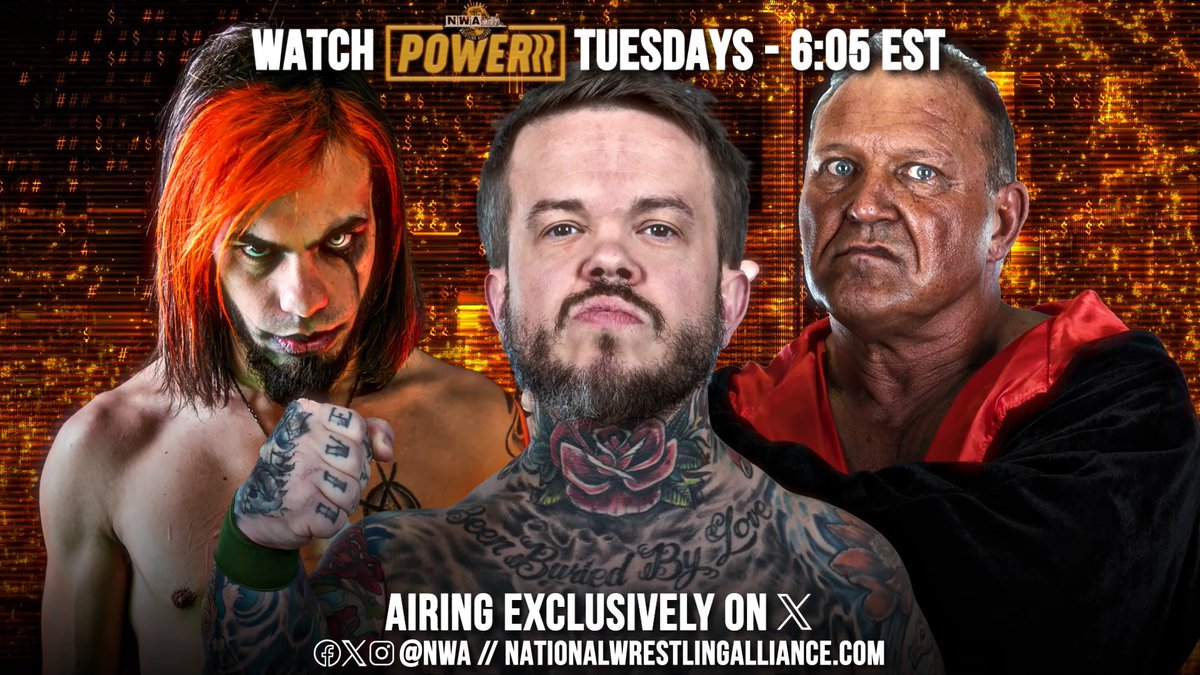 It's 6:05e! It's time for WRESTLING! It’s time for #NWAPowerrr on X! It's six-man chaos between two of the NWA's most bizarre teams: The Lost take on Size Matters &amp; Tyler Franks! Plus, Baron Von Storm &amp; Brandon Barretta compete in tag team action!