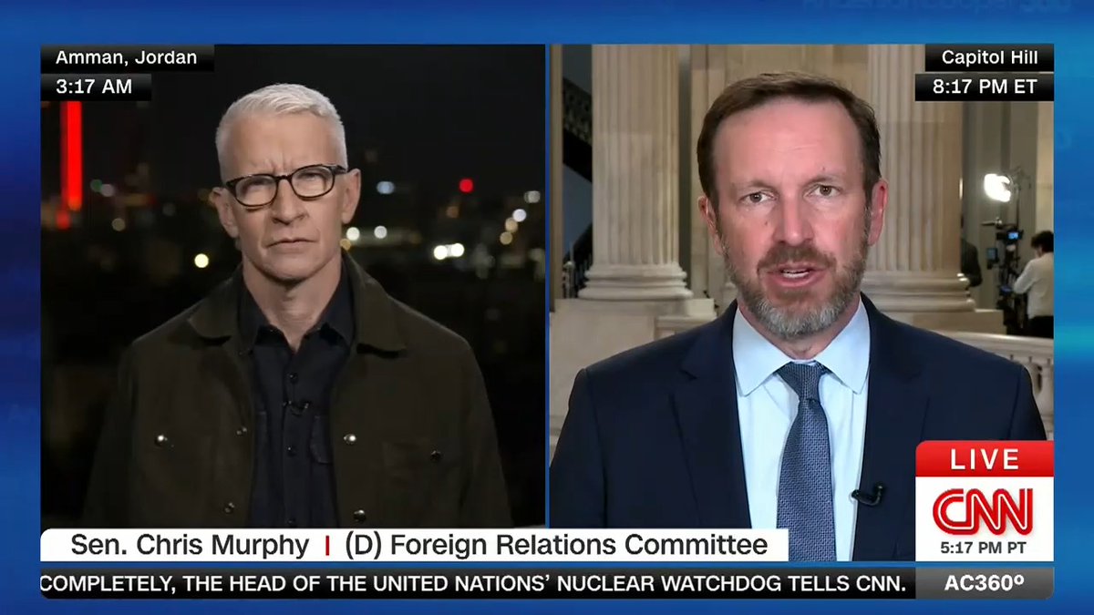 "Donald Trump is so weak in the Middle East that the Israelis essentially ran over him, and now we are speeding towards a war in the Middle East that the American people don't want": Chris Murphy 🟧 on the possibility of the U.S. entering the conflict between Israel and Iran.