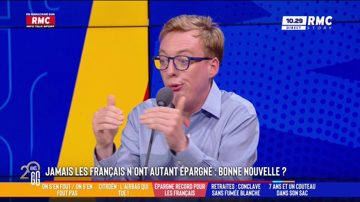💰 Jamais les Français n’ont autant épargné, et vous ? 🗣️Antoine Diers : "On a 3000 milliards de dettes, les Français savent qu'un jour ils vont devoir rembourser. Chaque euro gagné est trop taxé, ça rend l'euro plus difficile à gagner et on le dépense moins facilement" #GGRMC