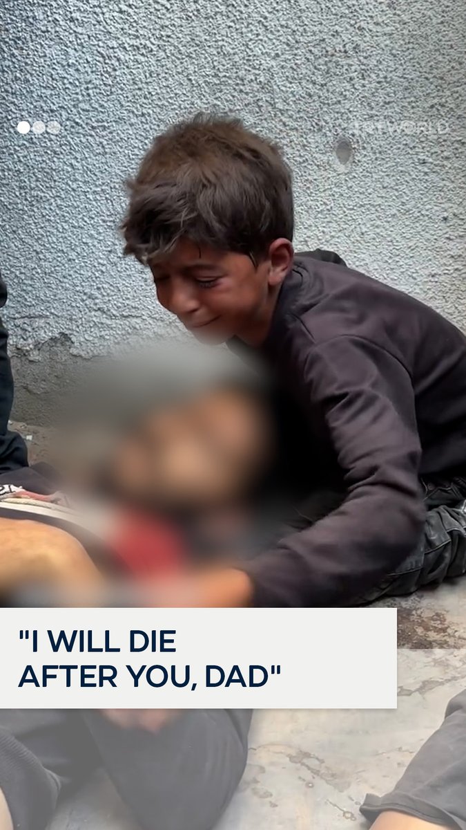 A Palestinian child bids a tearful farewell to his father, who was killed by Israeli occupation forces while attempting to collect humanitarian aid in northern Gaza on June 17