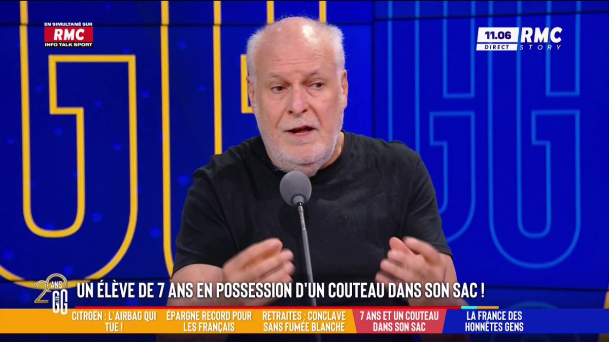 🔪 Mulhouse : un élève de 7 ans vient à l'école avec un couteau pour se venger 🗣️ etienne liebig : "Quand on casse le lien qui permet de discuter et qu'on le remplace par la violence, l'enfant enregistre que la violence est la réponse. On a les enfants qu'on mérite." #GGRMC