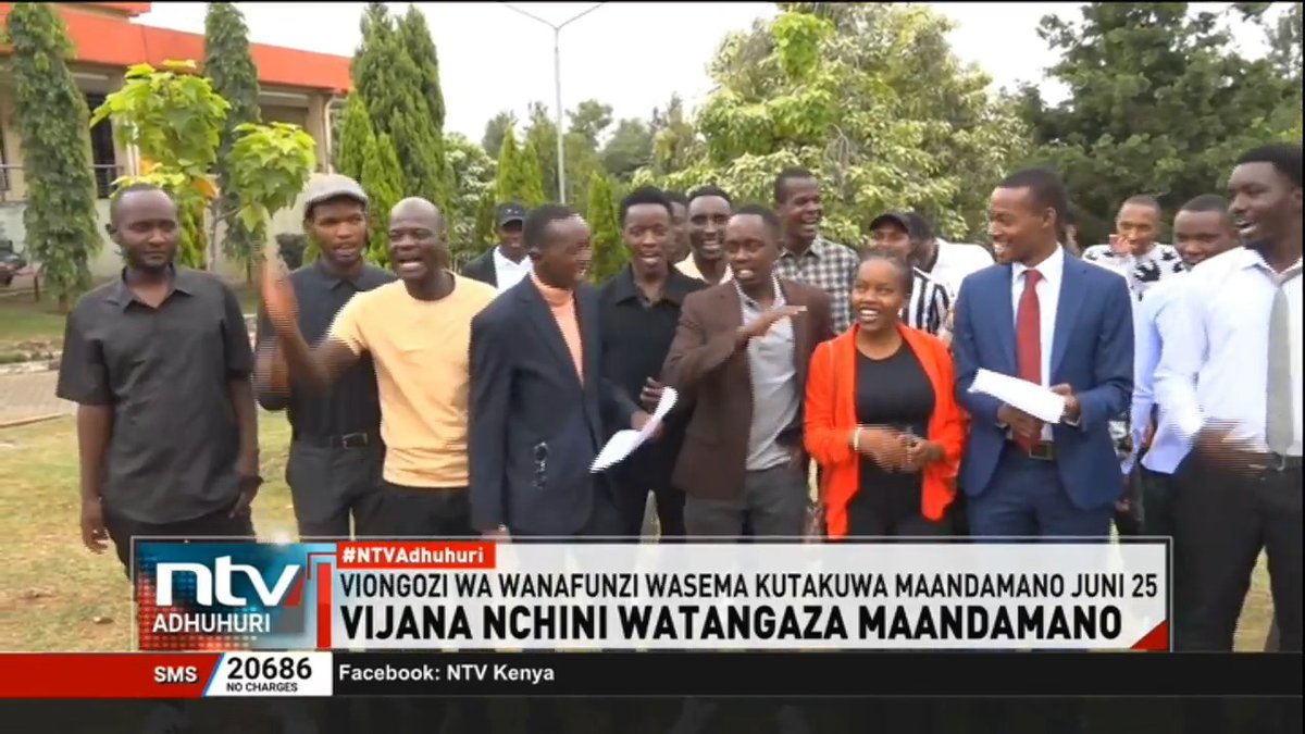 Vijana Nchini Watangaza Maandamano Viongozi wa vijana nchini Kenya wametangaza maandamano ya vijana tarehe 25 Juni wakiongozwa na rais wa muungano wa wanafunzi wa vyuo vikuu Kenya, Glen Karani. #NTVAdhuhuri Lofty Matambo