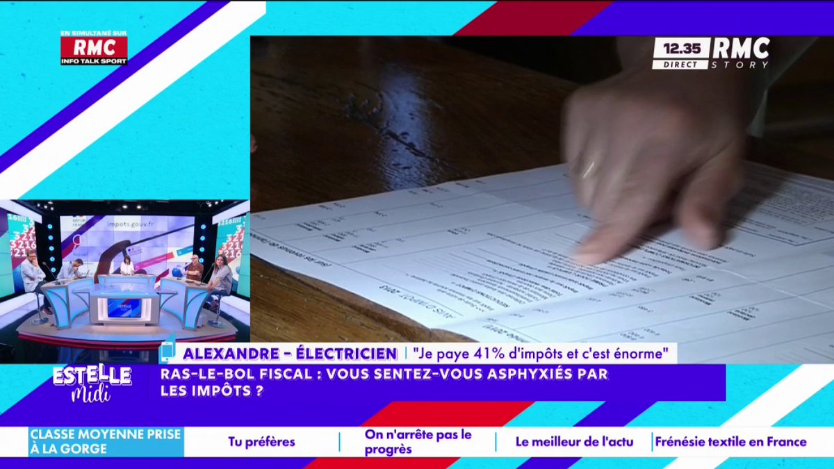 💶 Vous sentez-vous asphyxiés par les impôts ? 📞 Alexandre : "Mon taux d'imposition, avec ma femme : 41% ! On en est la en France : je n'ai pas le droit de gagner de l'argent ! C'est insupportable..." #EstelleMidi