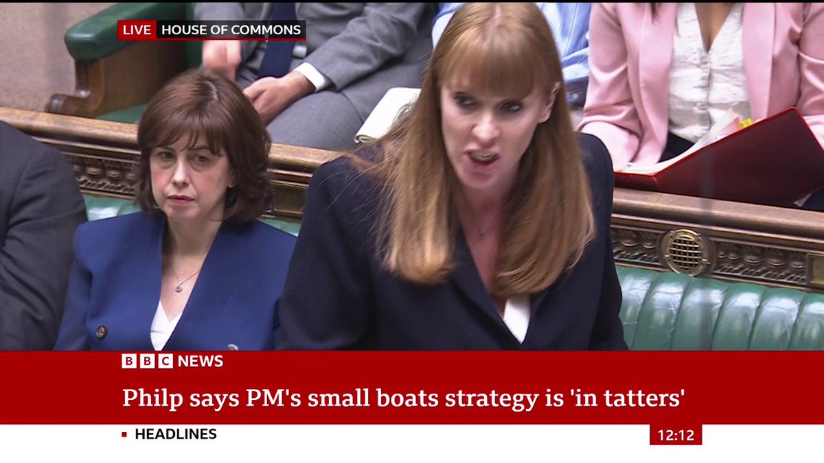 "Illegal immigration across the Channel has gone up by over 30%" since the home secretary scrapped the Rwanda agreement, Chris Philp says The Conservatives "lost control of our borders", Deputy PM Angela Rayner responds #PMQs