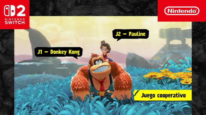 Con el modo cooperativo de #DonkeyKongBananza, ¡un jugador puede controlar a DK y otro, lanzar proyectiles vocales como Pauline con el modo ratón, por ejemplo! Se pueden aunar fuerzas tanto en la misma consola #NintendoSwitch2 como de manera local y en línea por GameShare.