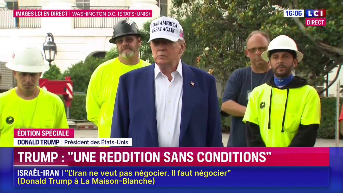 🔴 "Deux mots très simples : une reddition sans conditions" de l'Iran, répète Donald Trump