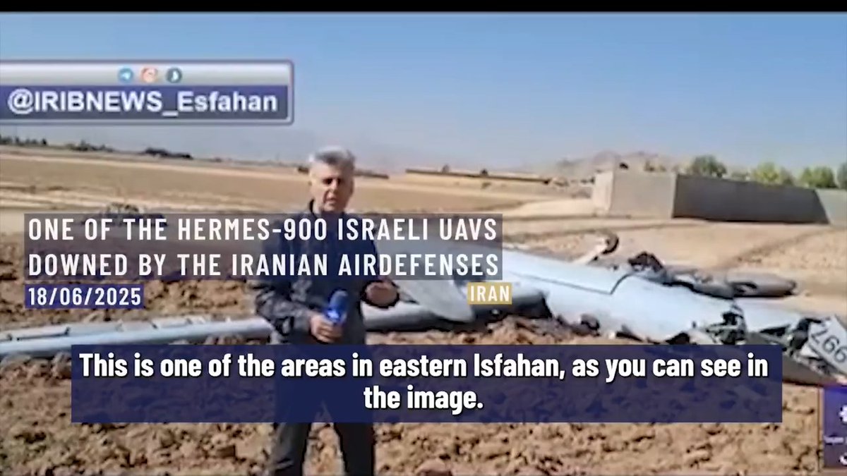⚡️⭕️ One of the Hermes UAVs of the Zionist entity downed by the Islamic Republic's Air Defense in Iranian airspace. Iran. 18th of June, 2025.