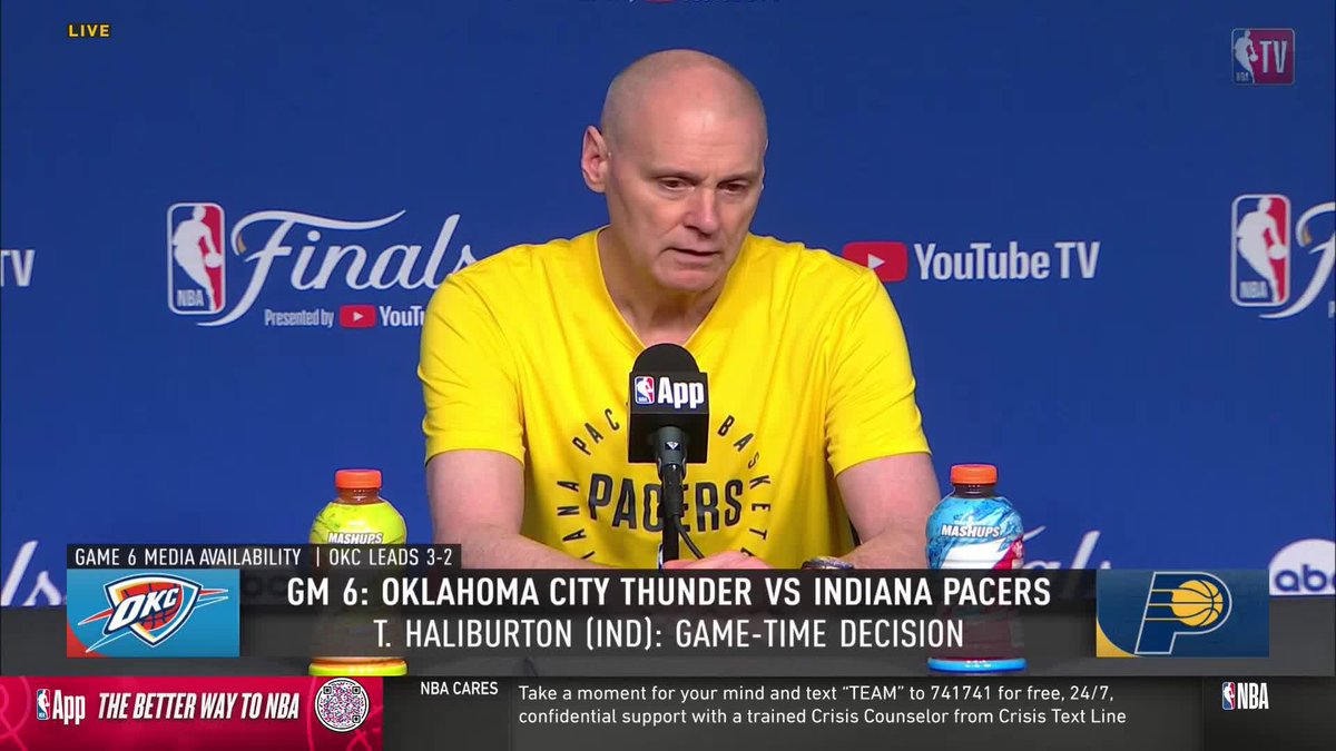 Rick Carlisle on if Haliburton can go in Game 6: "We will not really know for sure until late tomorrow afternoon or early evening."