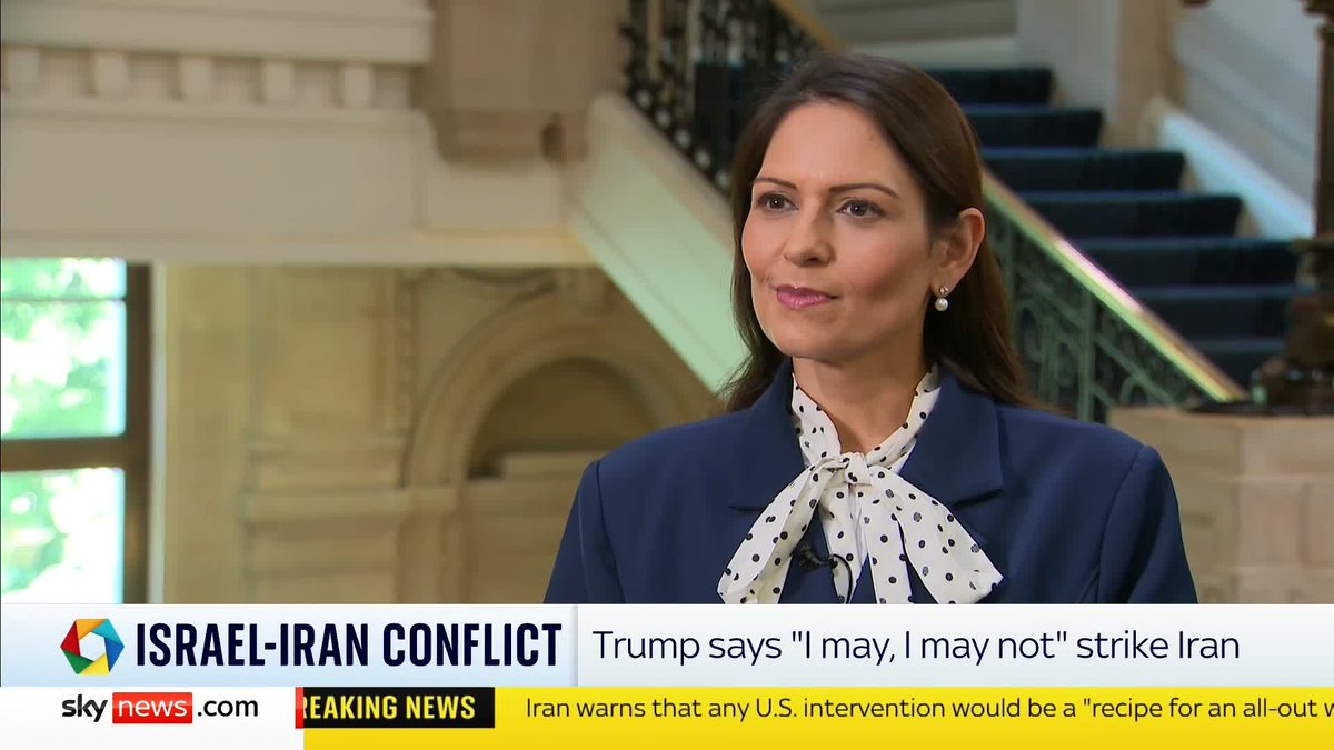 'Do you think Donald Trump could be serious about a potential strike against Iran?' - Sophy Ridge 'I do, I absolutely do. I think we should take that very seriously' - Shadow Foreign Secretary Priti Patel MP 📺 Sky 501, Virgin 602