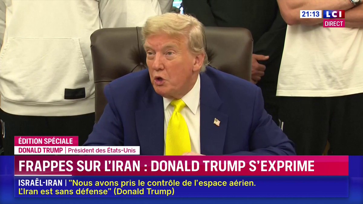 🔴 Israël-Iran : les Iraniens "veulent nous rencontrer et ils veulent venir à la Maison Blanche, peut-être que je les inviterai (...) tout peut arriver" déclare Donald Trump