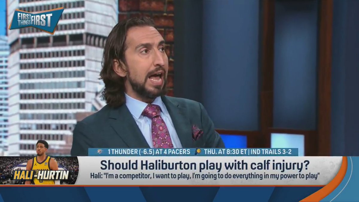 “He wants to play. It’s the Finals… And if you don’t have it… then you can be sat down… So, yes, he should play.” nick wright breaks down why Tyrese Haliburton should play in Game 6: