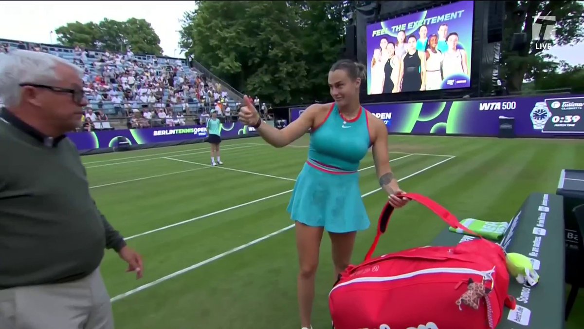 Aryna Sabalenka's opening match in Berlin was suspended after her opponent Rebeka Masarova complained of wet grass. Was this the right call? 🤔 #TCLive