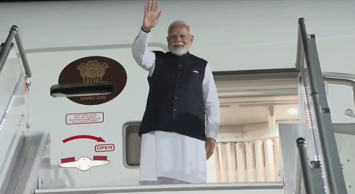 PM Modi boarded a flight to New Delhi after successfully completing his visit to three countries.