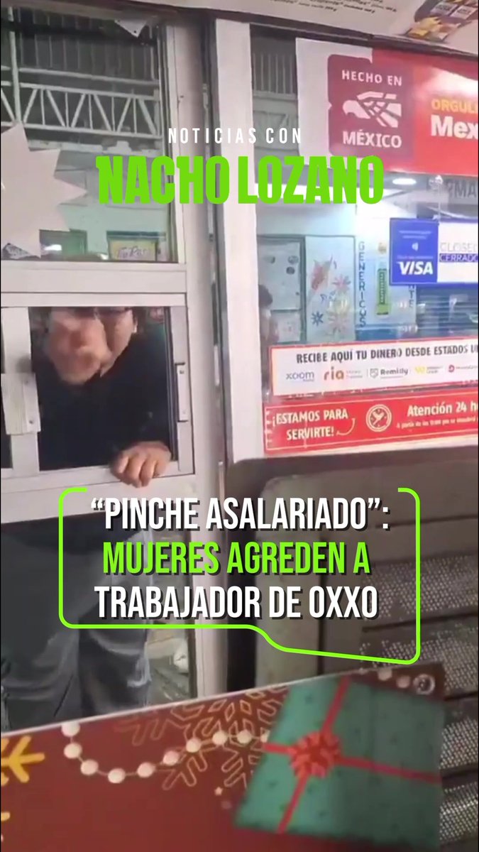 "Eres un pinche asalariado”, así fue como dos mujeres insultaron a un trabajador del #Oxxo por supuestamente no venderles alcohol fuera del horario establecido en #Puebla. En el video que circula en redes sociales, se ve a las clientas golpear y patear el establecimiento.