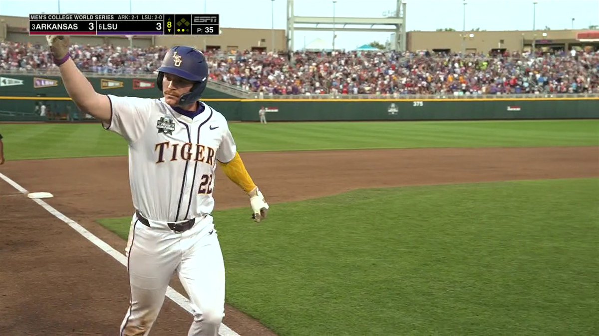 BEAR JONES TIES UP IT WITH A SOLO HR IN THE 8TH 😤 LSU Baseball 📺 MCWS live on ESPN/ESPN+