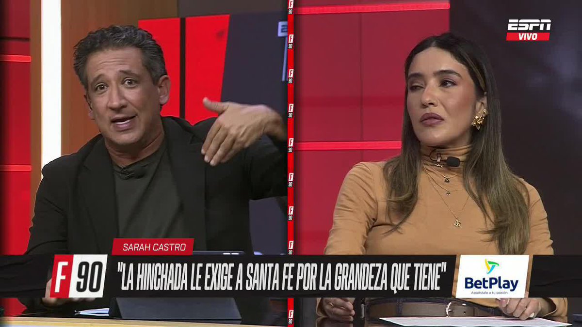 #ESPNF90Colombia ¿Se está subestimando a Santa Fe de cara al clásico de mañana? "Usted en esa silla dijo que Santa Fe era el comodín de Atlético Nacional" Sarah Castro Lizarazo "NADIE daba un peso para que Santa Fe se levantara" Antonio Casale Opina con #ESPNF90Colombia