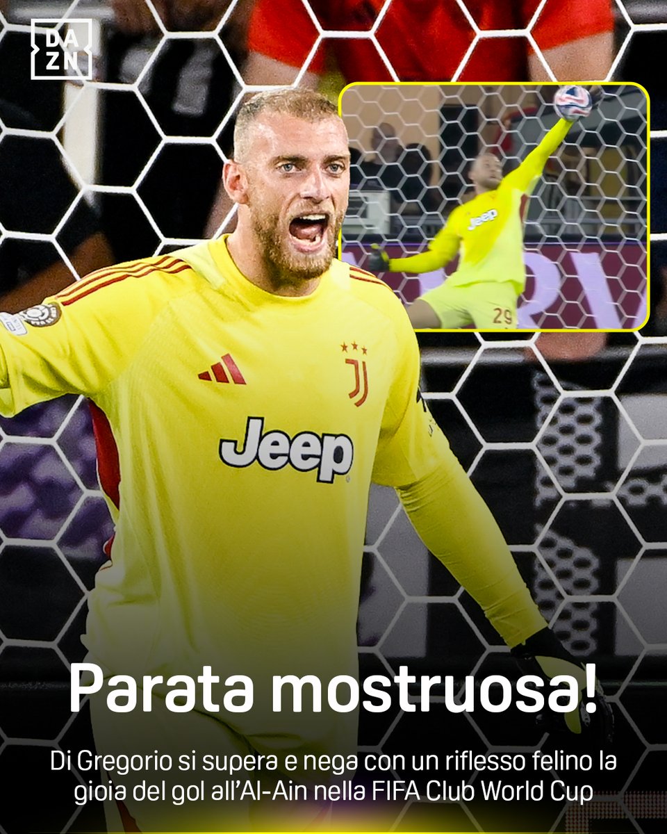 Di Gregorio รจ un ๐๐๐๐ ๐งฑ Nega la gioia del gol all'Al-Ain ๐
โโ๏ธโฝโ Il riflesso รจ da felino ๐
๐งค #DiGregorio #AlAinJuventus #FIFACWC #DAZN