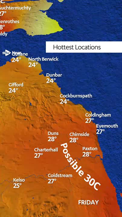 How rare is it for temperatures to hit 30°C in Scotland?