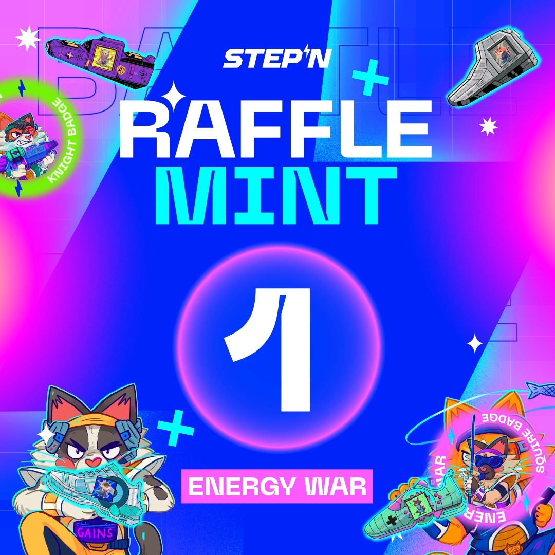🎟️ ENERGY WAR RAFFLE MINT ⚡ 📆 June 26 - June 29 You battled. You burned. Now it’s time to win. We’re dropping 100 STEPN Polygon | POL Sneakers, each one skinned in MORCHI style 👟 🐾 To enter, you must: ✅ Have completed all 6 rounds of Energy War, or ✅ Hold a Squire Badge (50% rate-up) or a Knight Badge (100% rate-up) ✅ Be on the Whitelist (snapshot taken of eligible users) 🚨Snapshot Details A snapshot will be taken at a random time between 00:00 AM and 12:00 PM UTC on June 25th. We’ll record: 📸 Users who completed all 6 weeks 📸 Holders of Energy War Badges If you’re eligible, you’ll be added to the Whitelist, but you still need to manually enter the Raffle Mint between June 26th at 12:00 PM UTC, and June 29th at 11:59 AM UTC. 💡 Rate-ups are based on the snapshot - make sure your badges are in your FSL ID wallet before the window closes! 👑 SQUIRE BADGE: 50% Rate-Up 🛡️ KNIGHT BADGE: 100% Rate-Up No extra cost. No fluff. Just rewards for those who showed up. ⚡ Good luck, warriors. You’ve earned this.