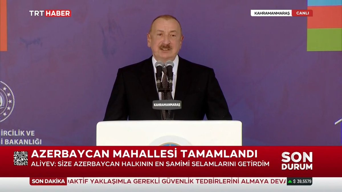 Azerbaycan Cumhurbaşkanı Aliyev: 📌Kısa sürede on binlerce yeni konut sağlandı. Bu, Erdoğan'ın halkına bağlılığını, sevgisini ve güçlü iradesini gösteriyor. 📌Bu, güçlü Türkiye'nin tezahürü. Ancak güçlü bir devlet bu kadar kısa sürede bu kadar büyük imar ve inşaat yapabilir.