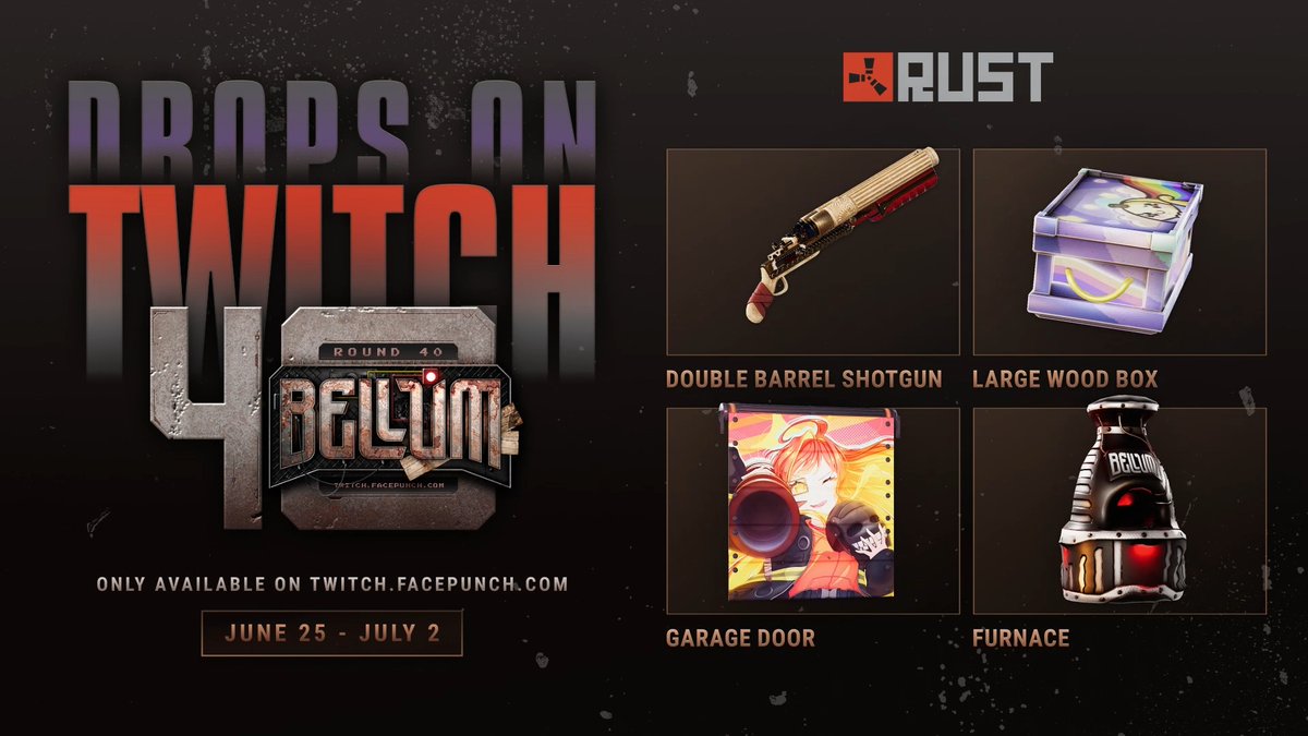 Bellum: Conquest kicks off on 25th June, as the Spanish-speaking Rust community returns to Twitch for more action! 🔫🌍🖥️ Check out the drops and sync your accounts here: