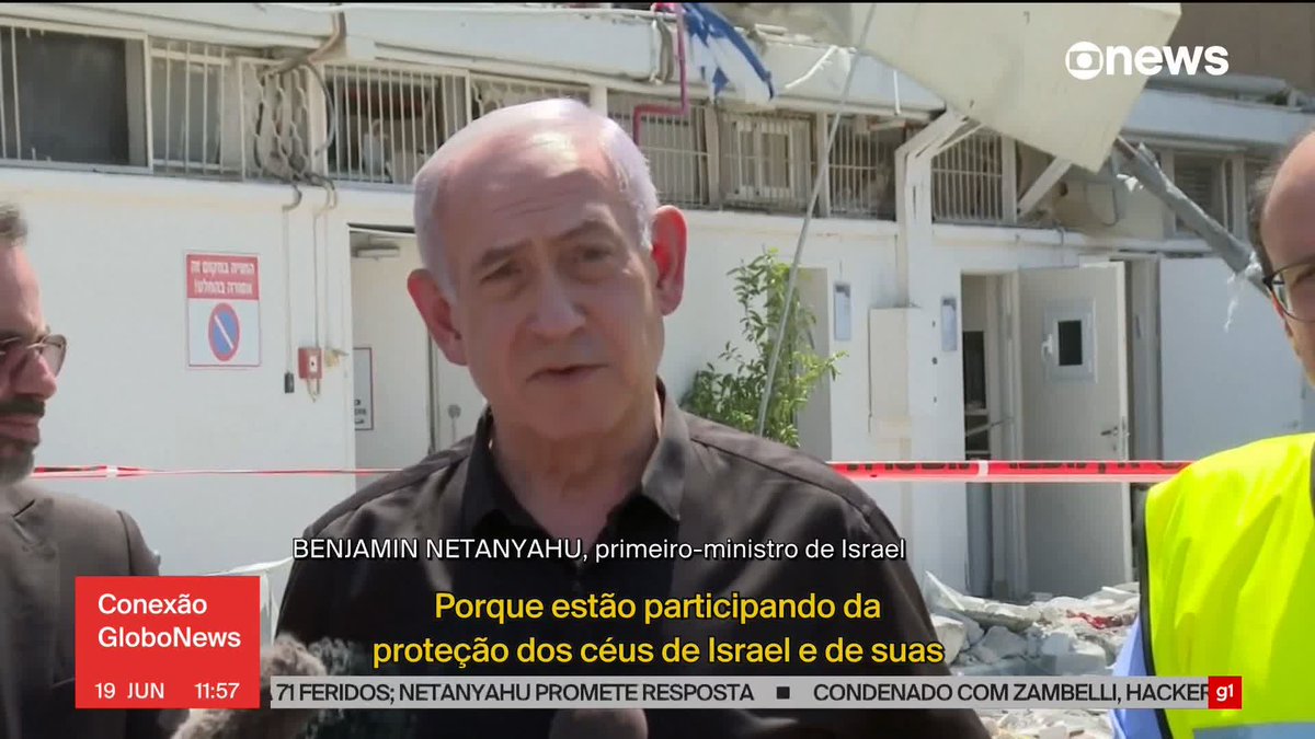 Netanyahu visita hospital que foi alvo de ataques. Premiê israelense disse que cabe a Trump decidir se ajudará com ataques ao Irã e afirmou: "Irã não pode ter uma arma nuclear, então não pode enriquecer urânio.” #ConexãoGloboNews ➡ Assista à #GloboNews: