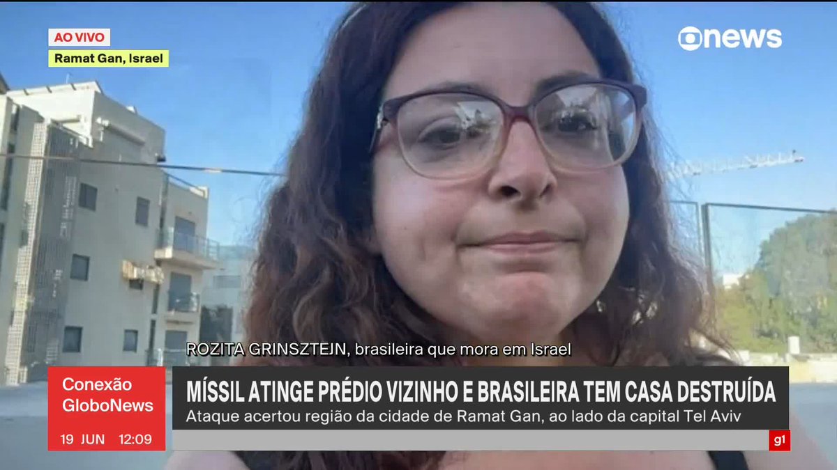 Míssil atinge prédio vizinho e brasileira tem casa destruída; ataque acertou região da cidade de Ramat Gan, ao lado da capital Tel Aviv. #ConexãoGloboNews ➡ Assista à #GloboNews: