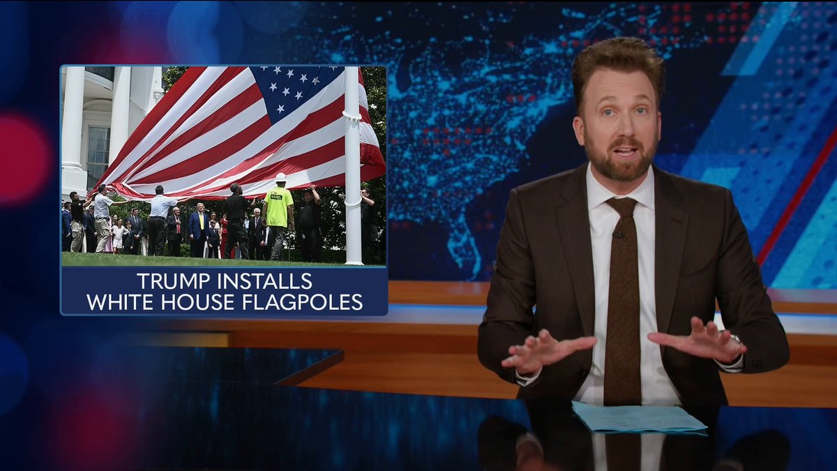 Trump is working very hard to come up with a solution for the Israel-Iran conflict. But first, flagpoles!