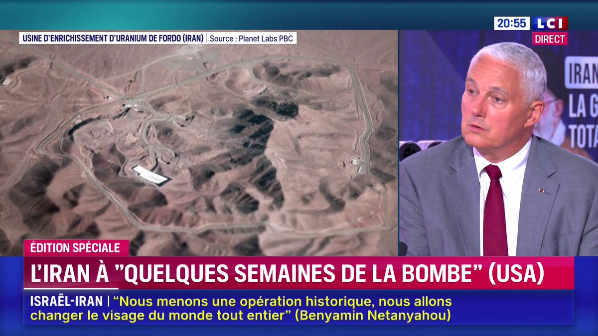 🗣️ "Il n'y a pas d'exemple historique de changement de régime uniquement par voie aérienne. Netanyahou a l'air d'y croire, moi je n'y crois pas" rappelle le général Michel Yakovleff ▶️ Darius Rochebin