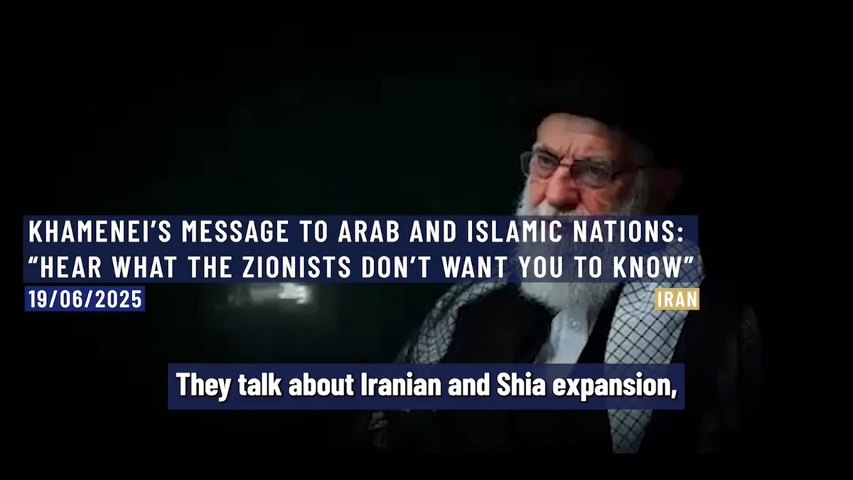 ⚡️⭕️ Iran’s Supreme Leader Ayatollah Ali Khamenei, in an old video from 10 years ago, directed a heartfelt message to Arab and Islamic peoples, urging them to stay vigilant and united in the face of Zionist aggression. These words are truer than ever today. “Listen closely... these are the words the Zionists don’t want you to hear.”