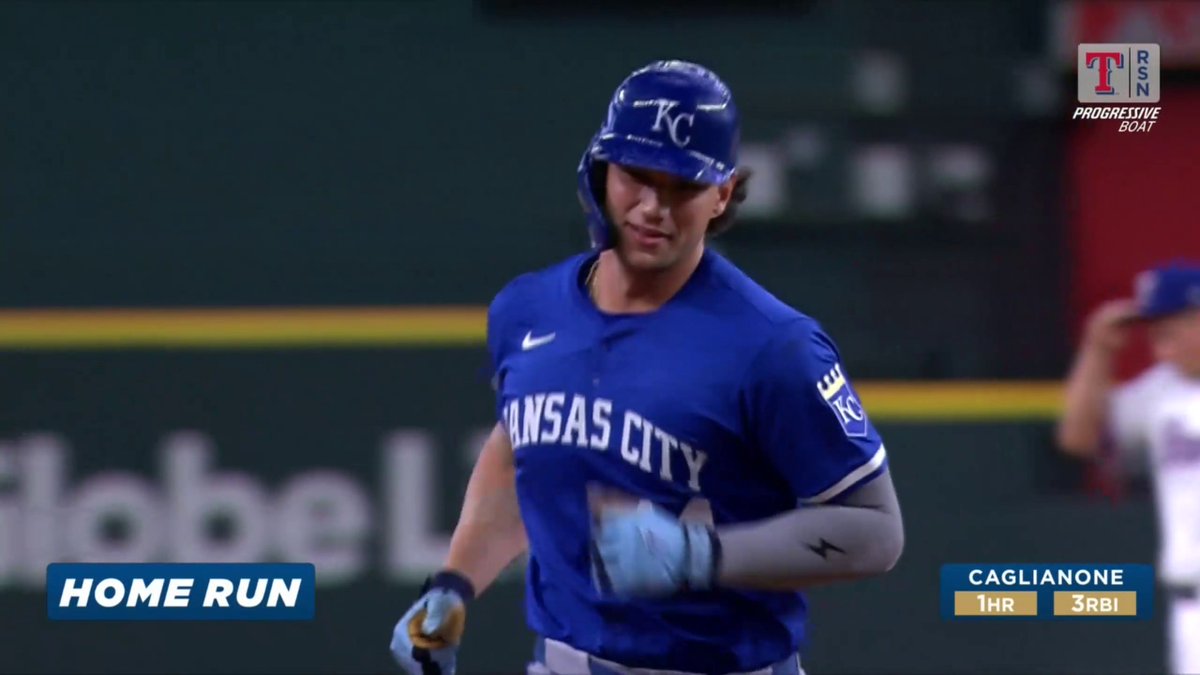 Jac Caglianone with his FIRST big league home run‼️ (via MLB, Rangers Sports Network)