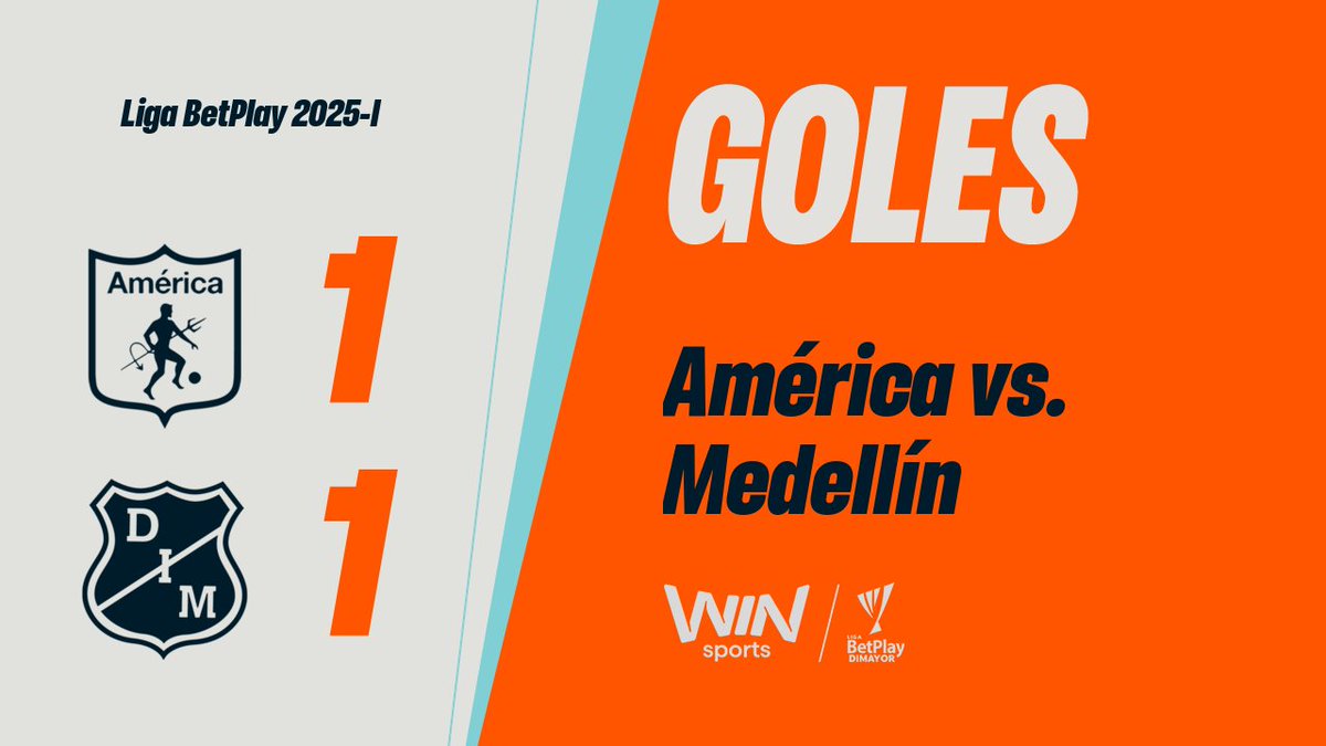 🏟️⚽¡Igualdad en el Pascual Guerrero! ¡América empató 1 a 1 con Medellín en la fecha 6 del cuadrangular A de #LALIGAxWIN! Los goles fueron de Cristian Tovar en el ‘Escarlata’ y Baldomero Perlaza en el ‘Poderoso’.