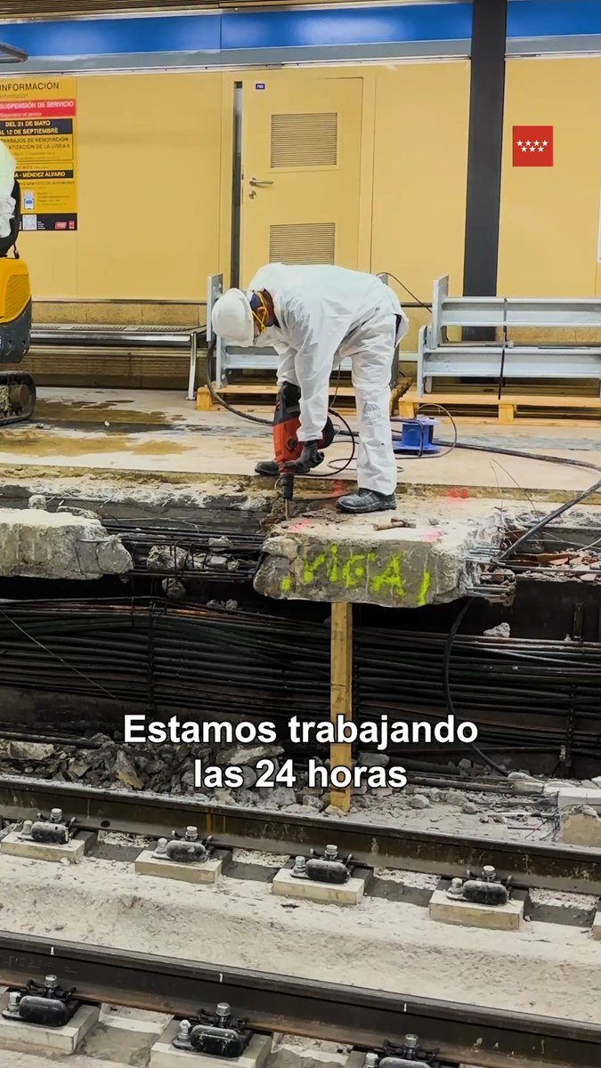 🚧 Así avanzan las obras de L6. 👍 Estamos trabajando las 24 horas y reforzando los andenes para poner las puertas automáticas. #ObrasL6 #TrabajamosParaTi