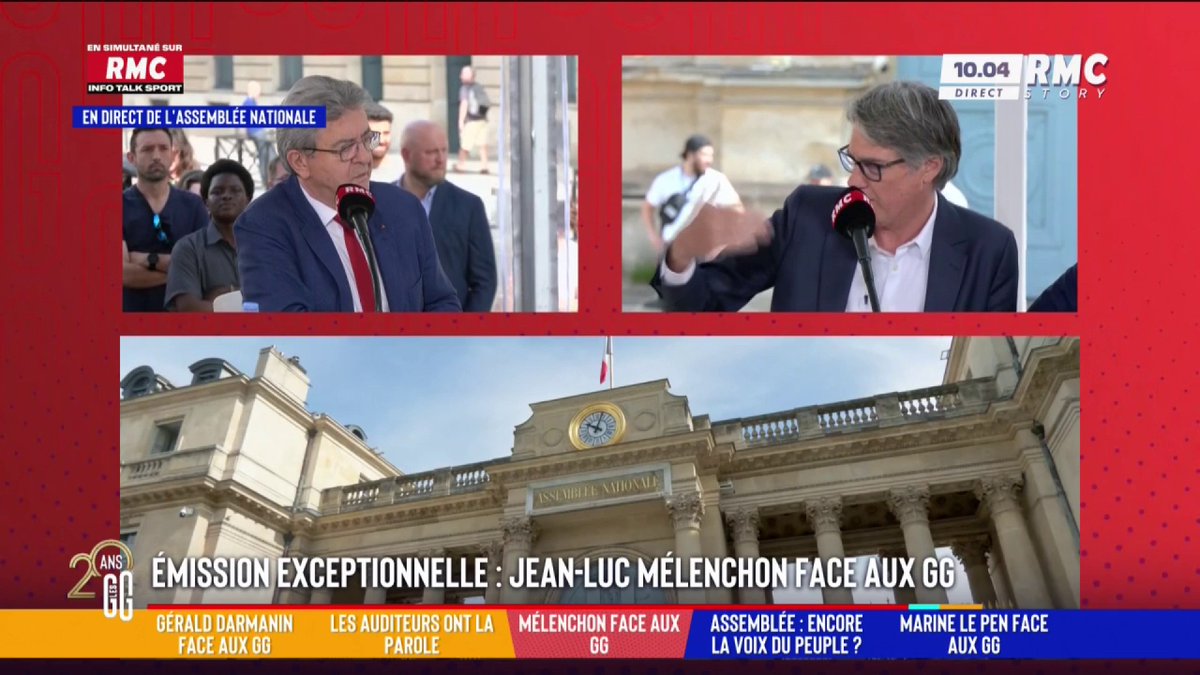 🎙 Jean-Luc Mélenchon face aux GG, et il attaque très très fort. "Je ne vais plus nulle part, c'est devenu insupportable. Mais il y a 20 ans vous avez introduit un style, et les imitateurs n'ont pas toujours été très bons. Avec vous ça reste dans une certaine limite. (...) Ici ça me fait plaisir, mais votre côté prétentieux, merci les gars !"
