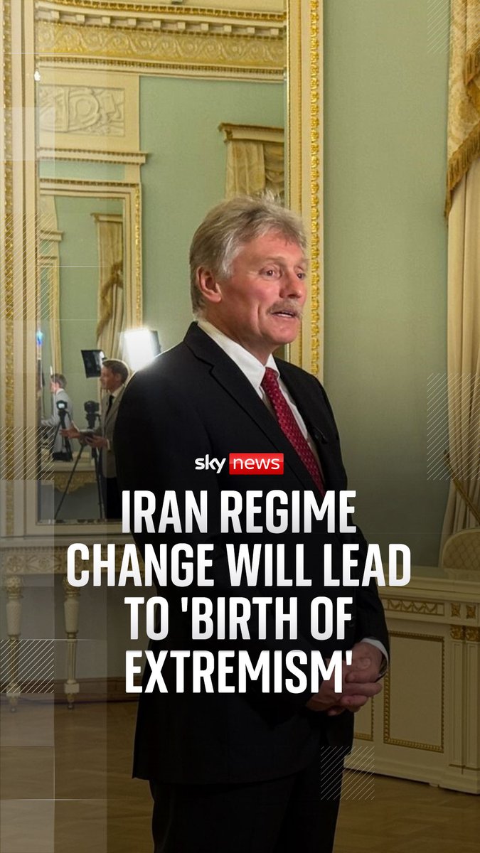 Iran regime change is 'unacceptable' and 'will open Pandora's Box' the Kremlin has said. In a rare interview with foreign media, Kremlin spokesman Dmitry Peskov told Sky News that Russia would react "very negatively" if Ayatollah Ali Khamenei was killed 🔗