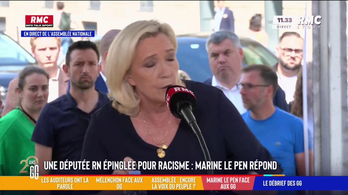 🎙 Marine Le Pen : "Il ne faut pas tout mélanger. Je ne vois pas le rapport avec le racisme quand je dis que ceux qui ont la nationalité français, en France, doivent avoir des avantages par rapport à ceux qui ne l'ont pas." #GGRMC
