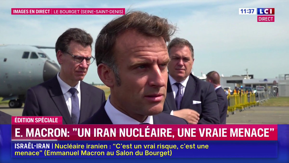 🗣️ "Personne ne doit négliger le risque que représente un Iran doté de l'arme nucléaire, c'est une vraie menace (...) C'est un programme dont il faut reprendre le contrôle par l'expertise technique et la négociation. La France a une voix claire" : Emmanuel Macron