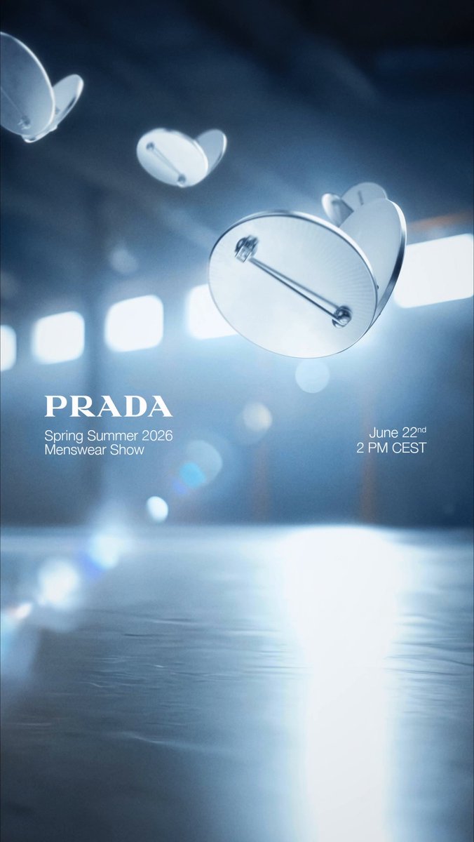 The countdown begins. On June 22nd at 2 PM CEST, Miuccia Prada and Raf Simons present the Prada Spring/Summer 2026 Menswear Collection. #PradaSS26 #MiucciaPrada #RafSimons