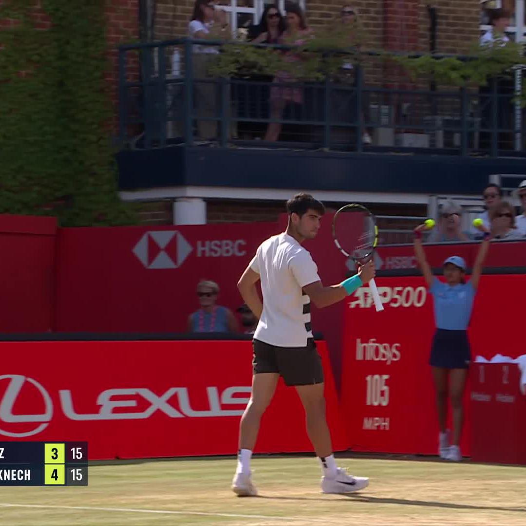 Whipping it good 🍌 Carlos Alcaraz finding the line with a sweet banana forehand! #HSBCChampionships