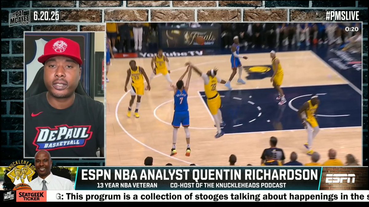 "I think whichever team is being the more physical and imposing that will on that part, I think that'll favor that team." Quentin Richardson feels it will come down to who is more aggressive in Game 7 of the NBA Finals 👀 (via Pat McAfee)