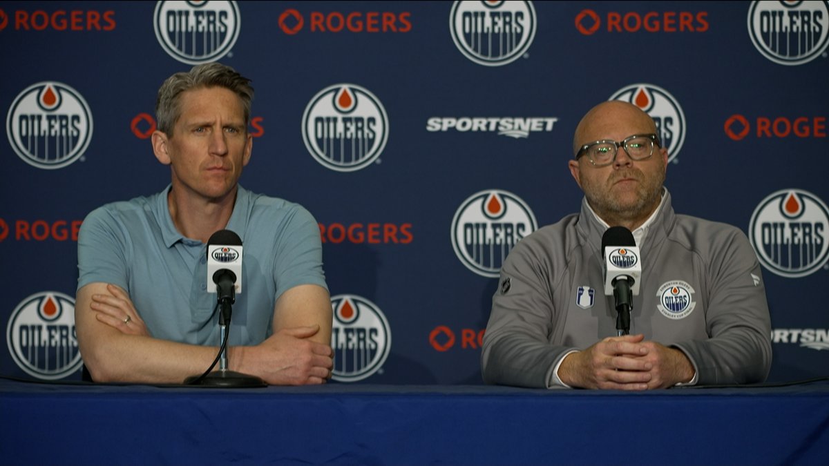 "This was a great season. We fell short but we did a lot of great things. There's 30 other teams that would trade with where we were." GM Stan Bowman &amp; Head Coach Kris Knoblauch spoke today to reflect on the #Oilers season &amp; playoff run. Enterprise | #LetsGoOilers