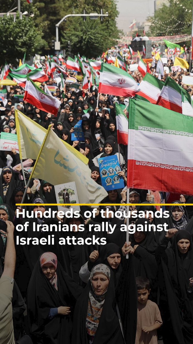 Hundreds of thousands of Iranians were seen protesting in cities across Iran on Friday over continued Israeli attacks.