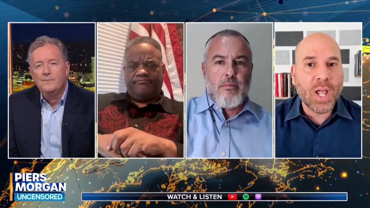 "If you were actually concerned about the refugees in Gaza and getting them to safety... why doesn't Israel take them?" Watch more of Piers Morgan's debate on war and religion 👇 📺 Piers Morgan | Omar Baddar عمر بدّار | Yishai Fleisher يشاي ישי פליישר 🕎