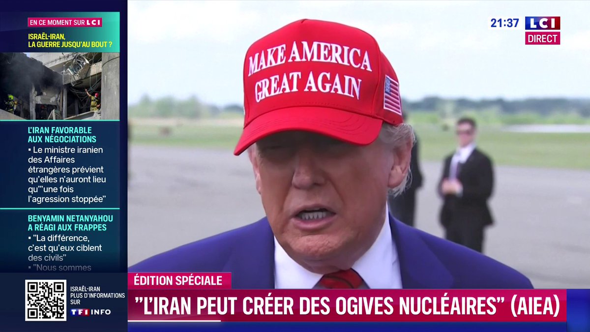 🔴 les Iraniens "sont assis sur les plus grandes réserves pétrolières, je ne vois pas très bien pourquoi ils ont besoin" du nucléaire "sur le plan civil" interroge Donald Trump