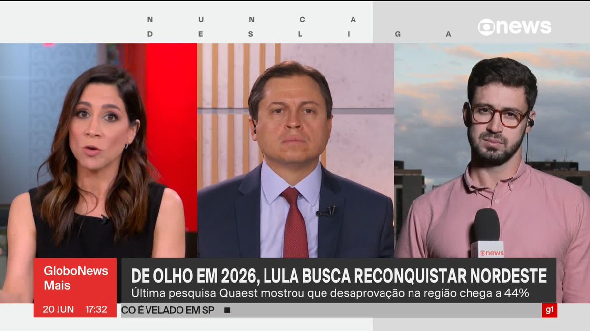 “Há uma dificuldade do governo de enxergar de maneira ampla o que está acontecendo. As pessoas podem estar recebendo informação das entregas, já que são mais do que era no passado, e as pessoas podem estar fazendo o diagnóstico de que a economia está melhor do antes, mas ainda assim avaliar mal. É um ponto que o governo tem que entender: a sociedade não é mais a mesma de 20 anos atrás. Os anseios das pessoas são outros, a estrutura social do Brasil é outra, e os valores mudaram, também. (...) Parece uma estratégica antiga: ‘Ah, vamos comunicar mais, porque aí o pessoal vai ver o que a gente está fazendo e vai imediatamente gostar da gente’. Quem disse?”, diz Julia Duailibi ao analisar a tentativa de o governo reconquistar o Nordeste, onde a popularidade de Lula caiu, de acordo com a última pesquisa Quaest. ➡ Assista ao #GloboNewsMais: #GloboNews