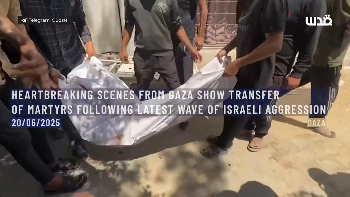 ⚡️⭕️ Heartbreaking scenes from Gaza show the transfer of martyrs following the latest wave of Israeli aggression targeting residential areas in Gaza City. Palestine, Gaza. 20th of June, 2025.