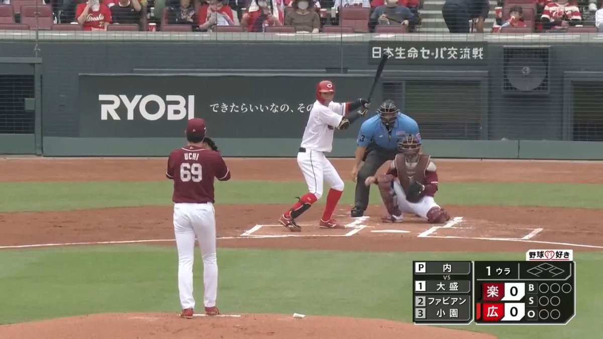 大盛穂、10試合連続ヒットとなる先頭打者アーチ #carp #カープ
