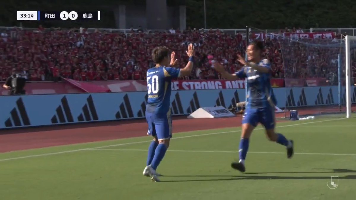#下田北斗 の技ありクロスから #岡村大八 のヘディング弾💥 🎦 ゴール動画 🏆 明治安田Ｊ１リーグ 第21節 🆚 町田vs鹿島 🔢 2-0 ⌚️ 34分 ⚽️ 岡村 大八（町田) #Ｊリーグ