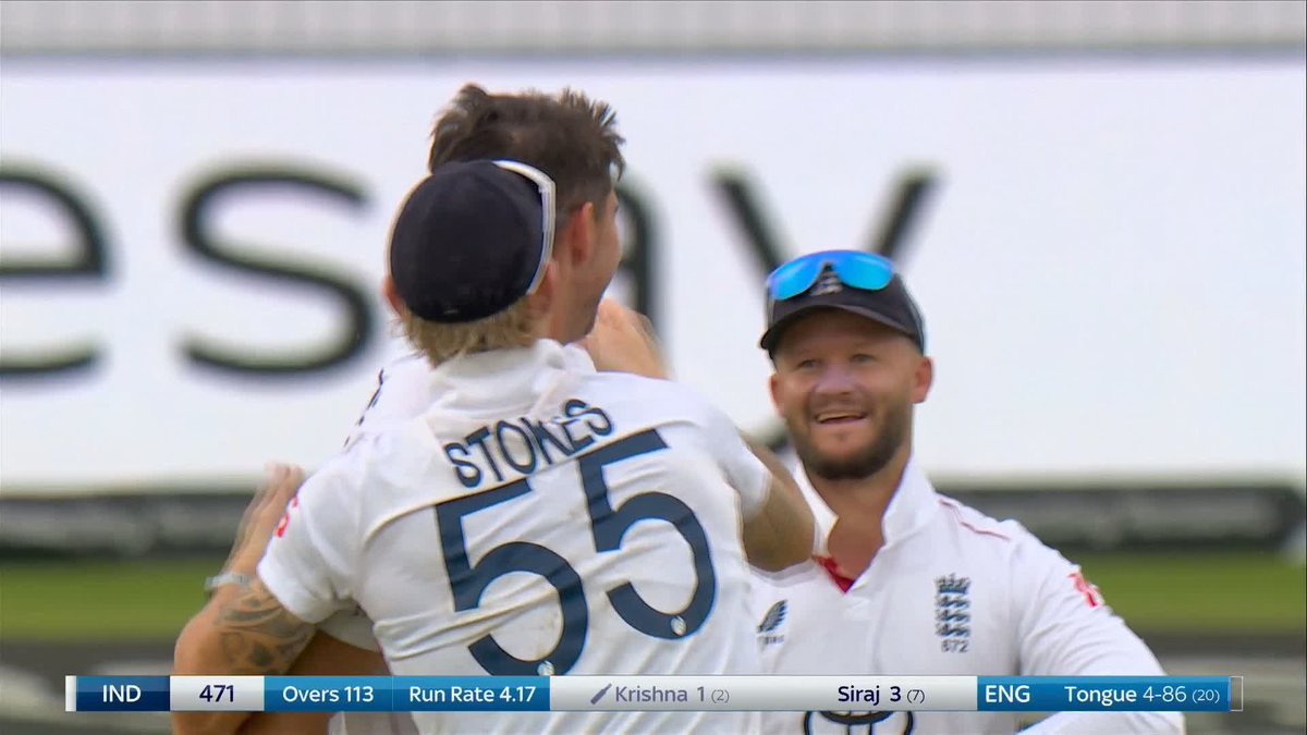 BOWLED'IM! Josh Tongue gets his fourth wicket as England bowl India out for 471 ✅